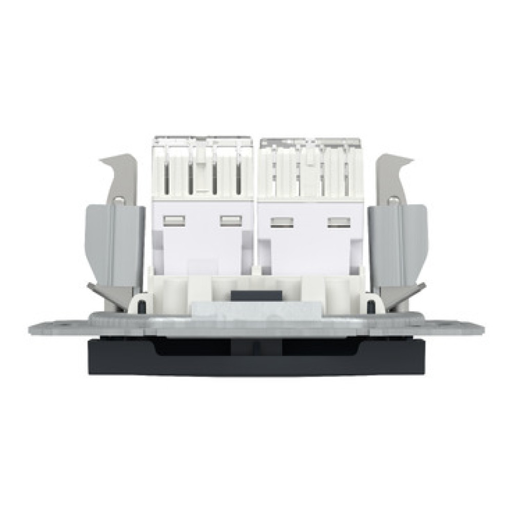 Розетка компьютерная RJ45 cat5e UTP + телефонная RJ11 Schneider Electric Asfora Антрацит EPH4900171