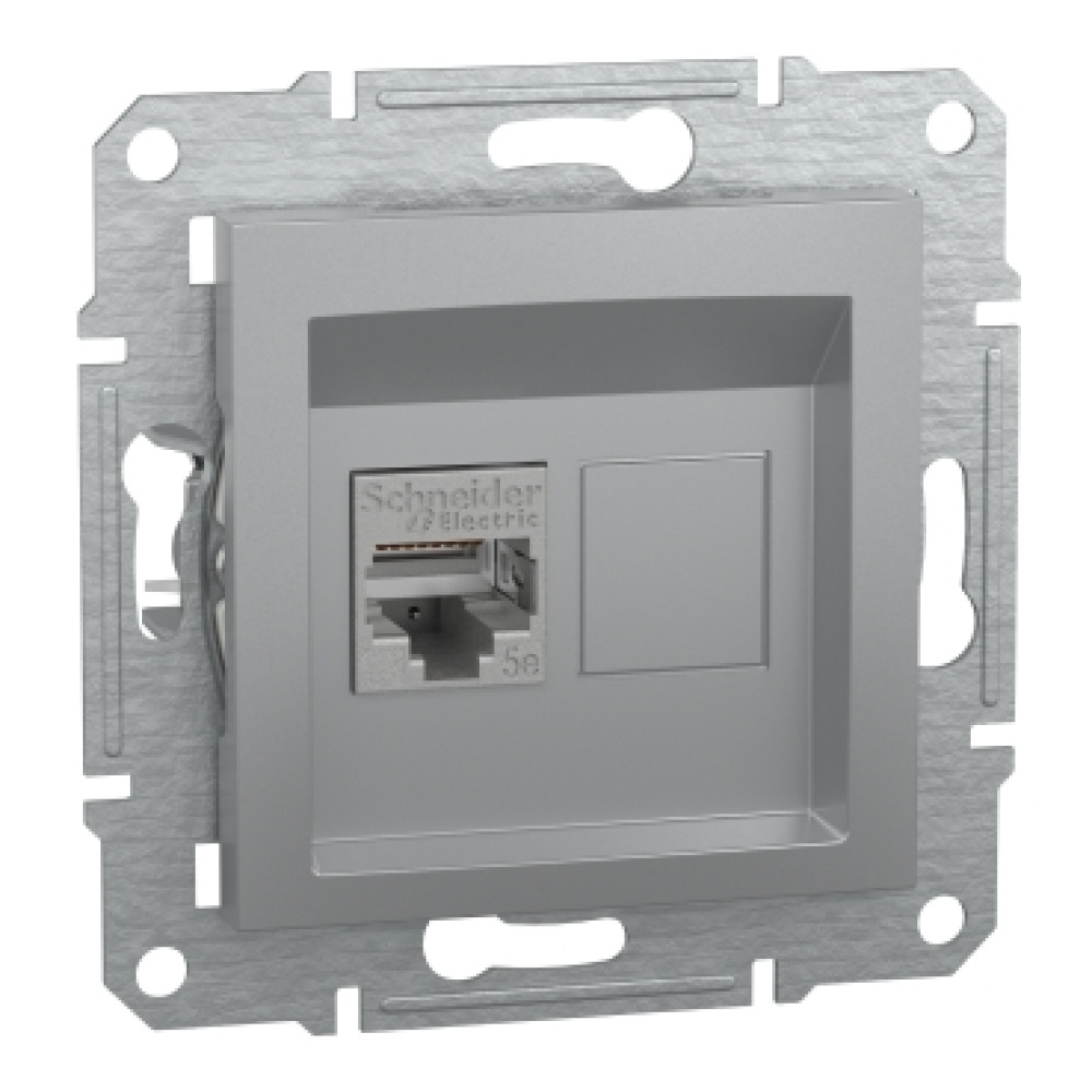 Розетка компьютерная RJ45 cat5e STP Schneider Electric Asfora Алюминий EPH5000161