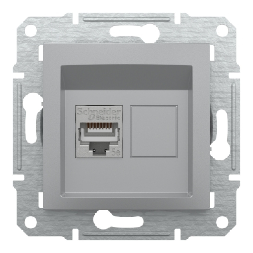 Розетка компьютерная RJ45 cat5e STP Schneider Electric Asfora Алюминий EPH5000161