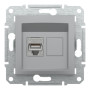Розетка компьютерная RJ45 cat5e STP Schneider Electric Asfora Алюминий EPH5000161
