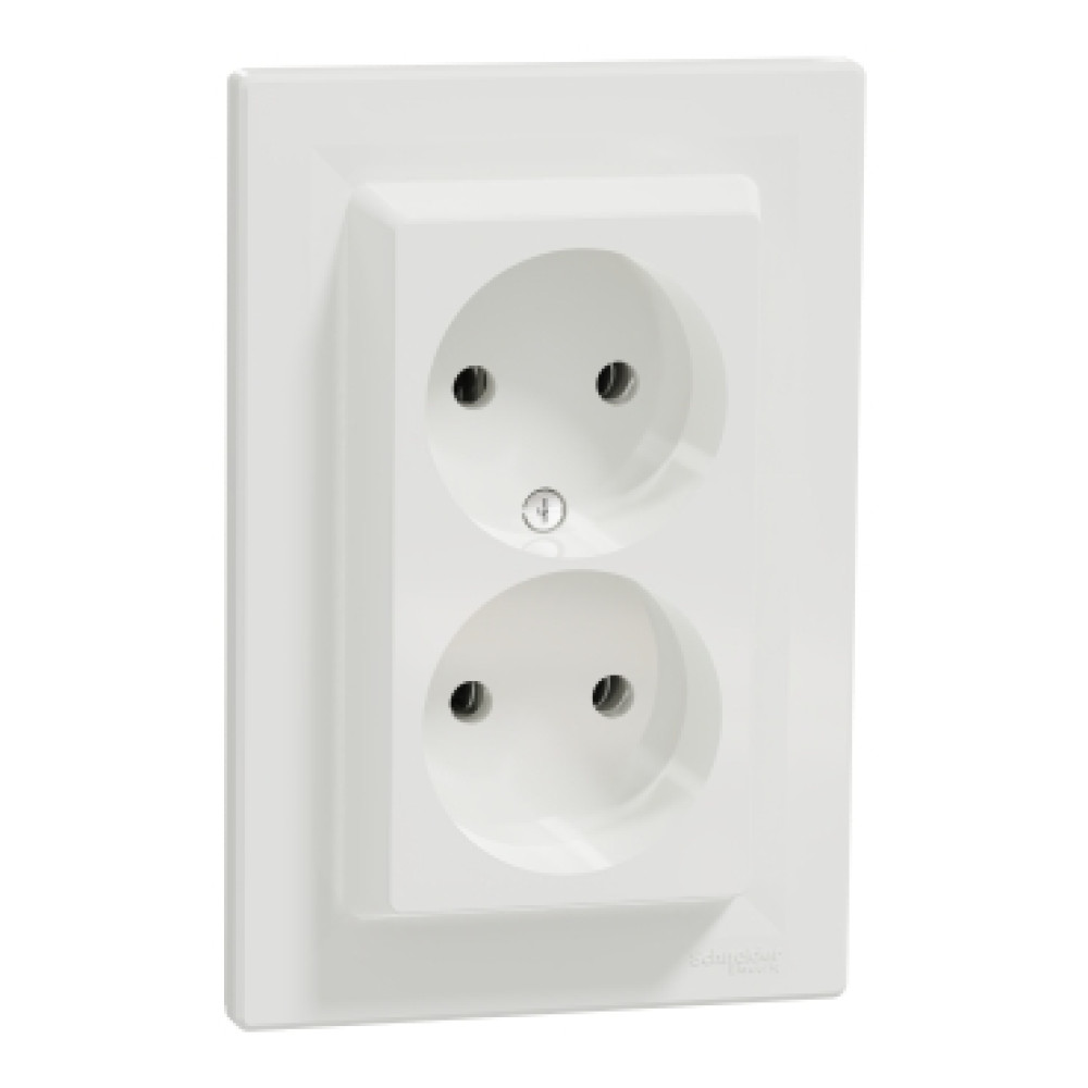 Розетка двойная без заземляющего контакта 16А Schneider Electric Asfora Белый EPH9700121