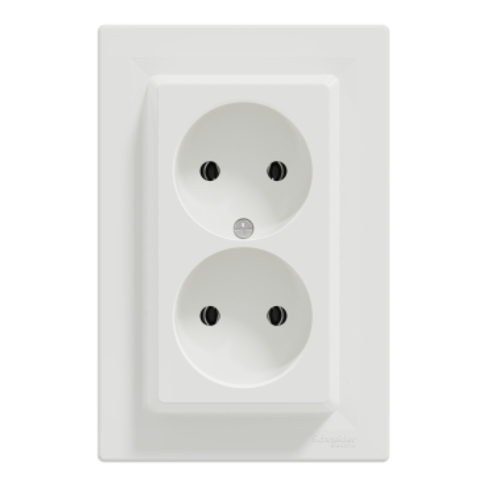 Розетка двойная без заземляющего контакта 16А Schneider Electric Asfora Белый EPH9700121