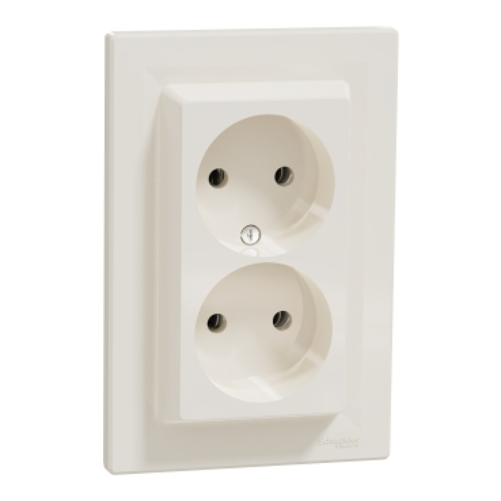 Розетка двойная без заземляющего контакта 16А Schneider Electric Asfora Кремовый EPH9700123