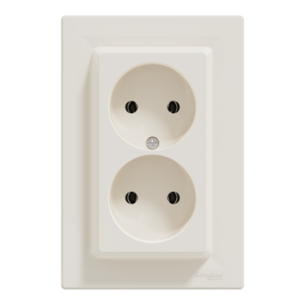 Розетка двойная без заземляющего контакта 16А Schneider Electric Asfora Кремовый EPH9700123