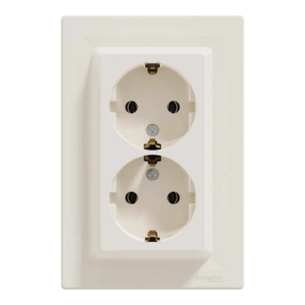 Розетка двойная с заземлением 16А Schneider Electric Asfora Слоновая кость EPH9900123