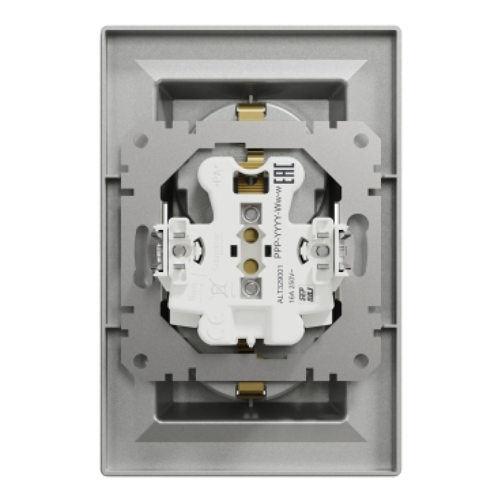 Розетка двойная с заземлением 16А Schneider Electric Asfora Алюминий EPH9900161