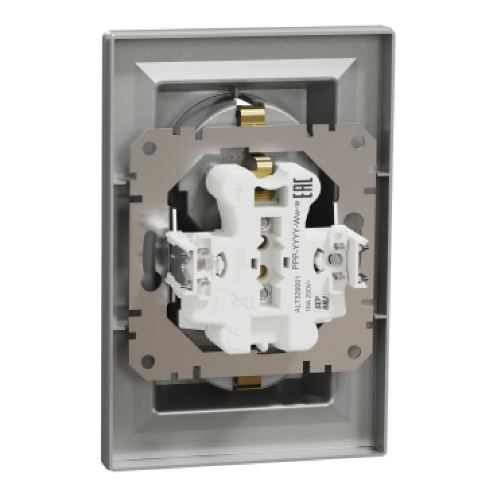 Розетка двойная с заземлением 16А Schneider Electric Asfora Алюминий EPH9900161