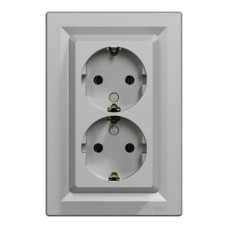 Розетка двойная с заземлением 16А Schneider Electric Asfora Алюминий EPH9900161