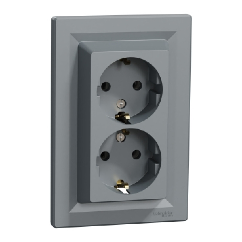 Розетка двойная с заземлением 16А Schneider Electric Сталь EPH9900162