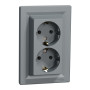 Розетка двойная с заземлением 16А Schneider Electric Сталь EPH9900162 Розетка двойная с заземлением 16А Schneider Electric Сталь EPH9900162