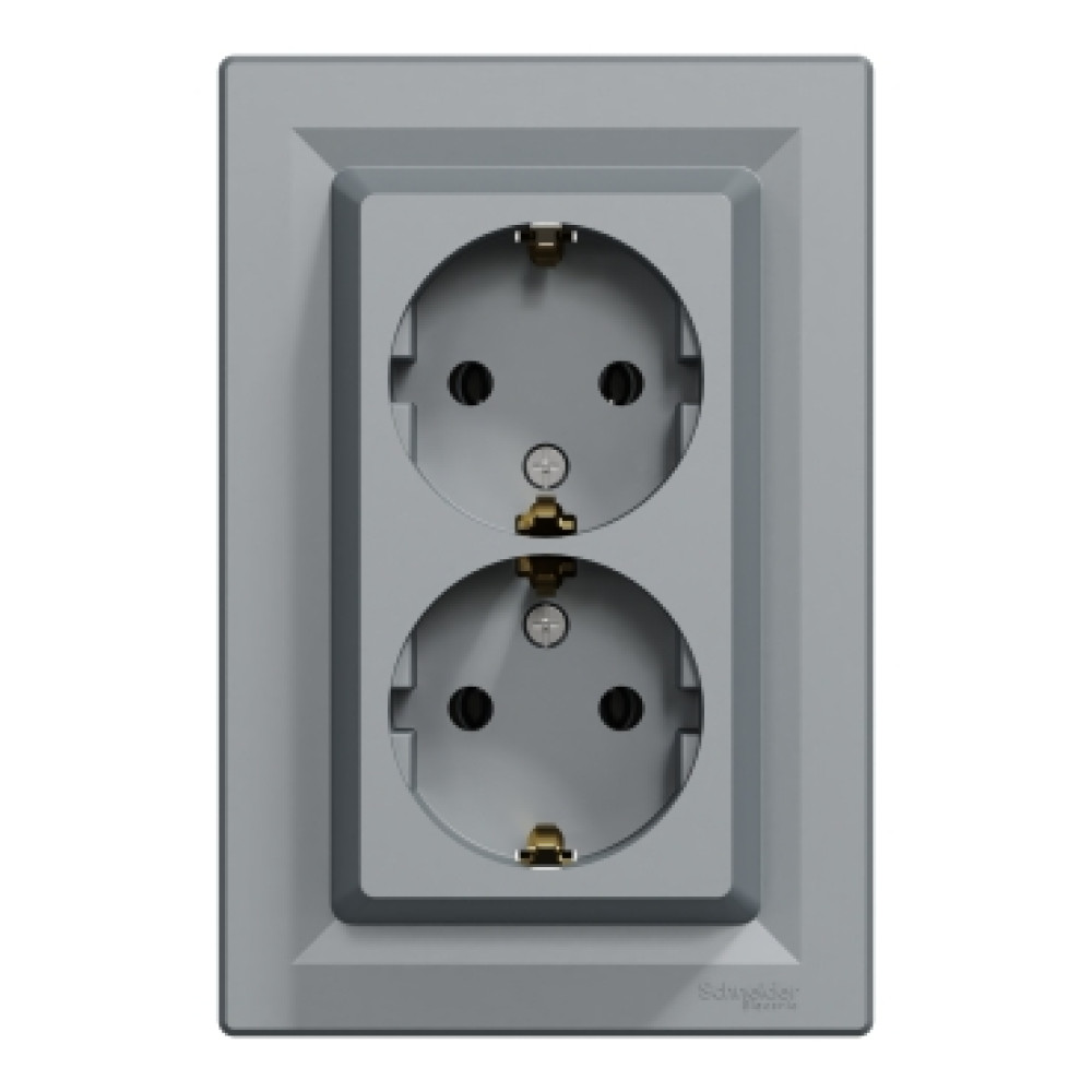 Розетка двойная с заземлением 16А Schneider Electric Сталь EPH9900162