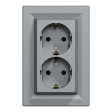 Розетка двойная с заземлением 16А Schneider Electric Сталь EPH9900162