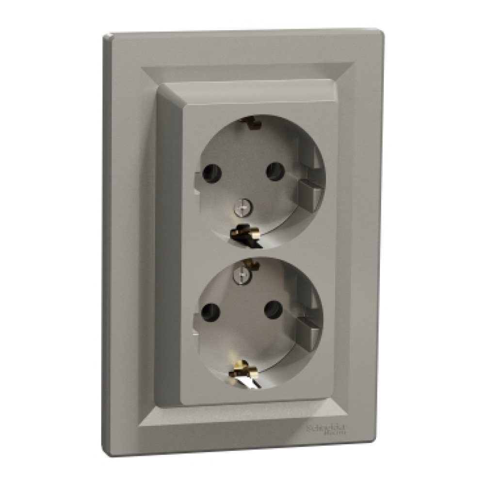 Розетка двойная с заземлением 16А Schneider Electric Антрацит Бронза EPH9900169