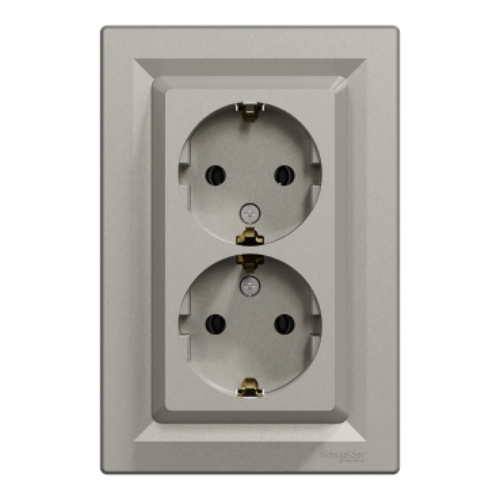 Розетка двойная с заземлением 16А Schneider Electric Антрацит Бронза EPH9900169