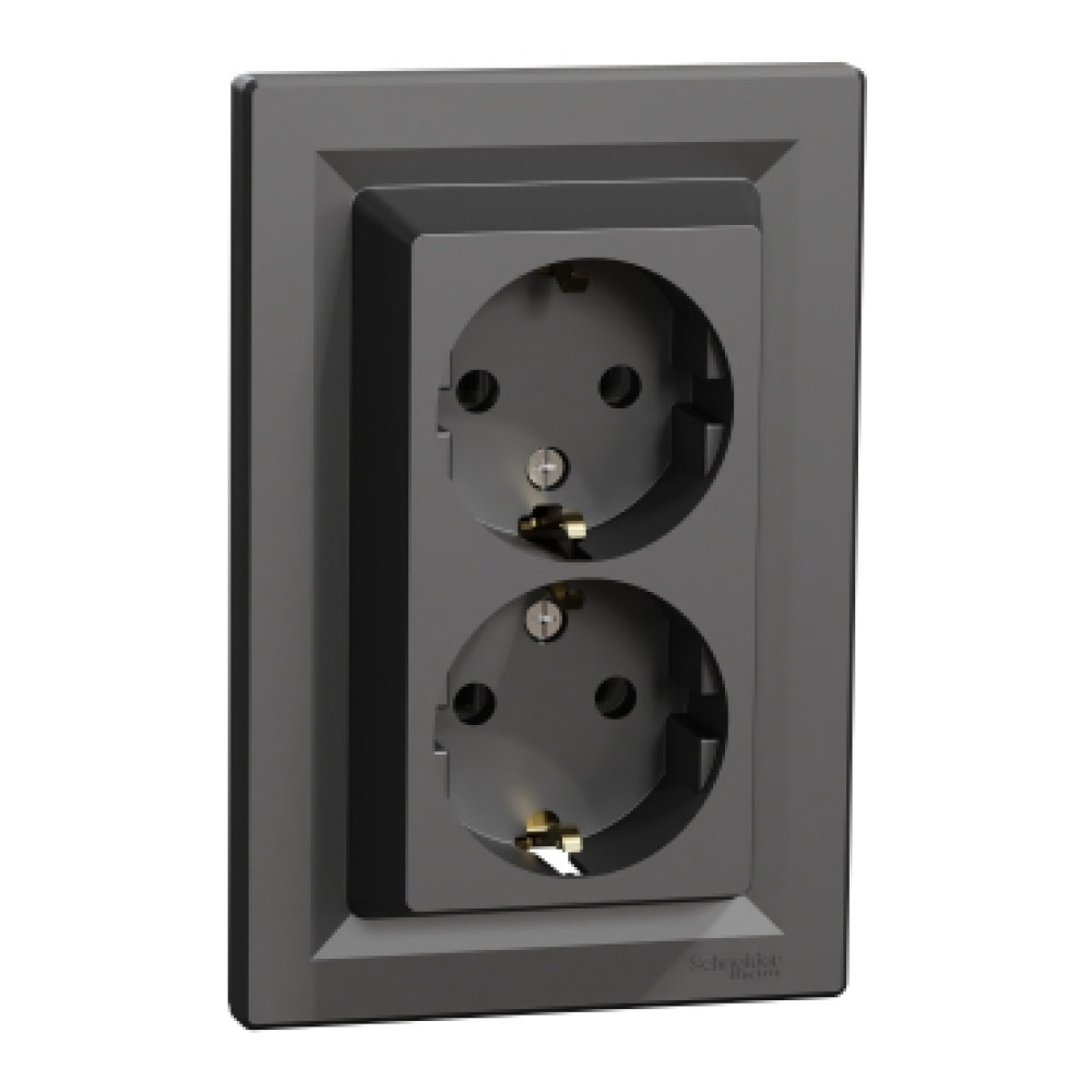 Розетка двойная с заземлением 16А Schneider Electric Антрацит EPH9900171