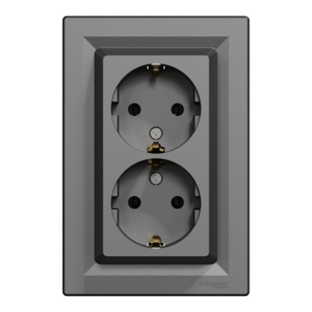 Розетка двойная с заземлением 16А Schneider Electric Антрацит EPH9900171