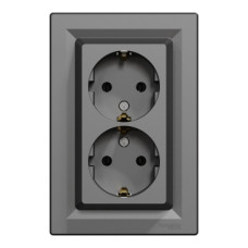 Розетка двойная с заземлением 16А Schneider Electric Антрацит EPH9900171
