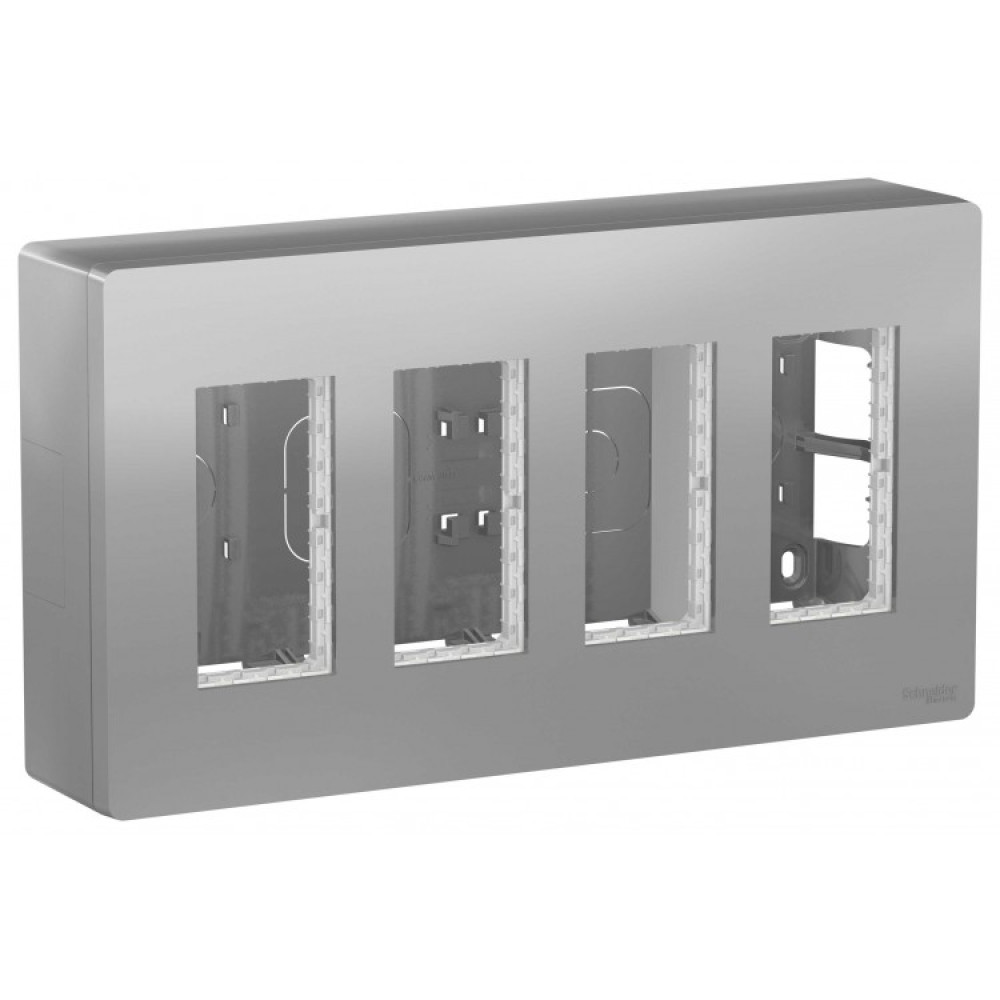 Блок unica system+ відкрита вставка 4х2 алюміній