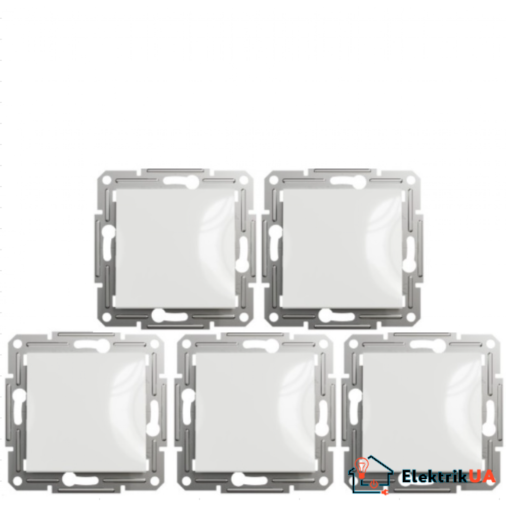 Акционная цена! Продажа кратно 5 шт! Выключатель одноклавишный проходной Schneider Electric Asfora белый EPH0470121, без рамки (на данный комплект розеток не распространяется накопительная скидка!)