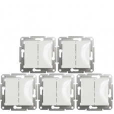 Акционная цена! Продажа кратно 5 шт! Выключатель двухклавишный Schneider Electric Asfora белый EPH0370121, без рамки (на данный комплект розеток не распространяется накопительная скидка!)
