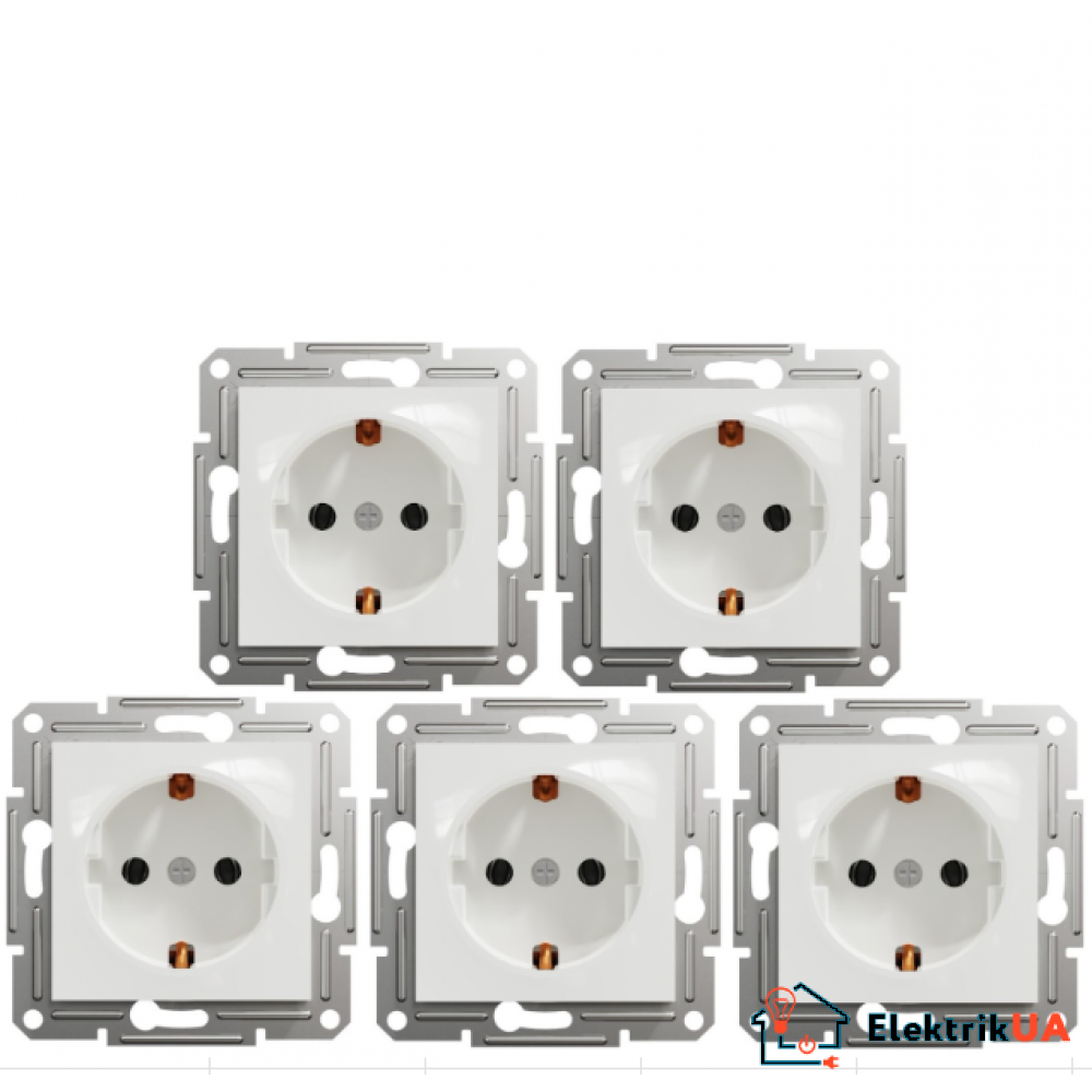Розетка с заземлением Schneider Electric Asfora белая EPH2970121, без рамки - Продажа кратно 5 шт.