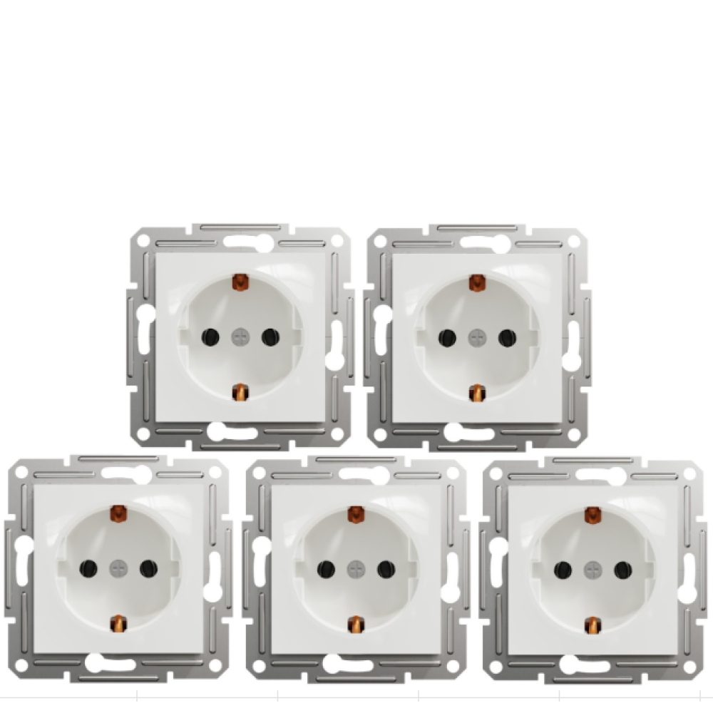Розетка с заземлением Schneider Electric Asfora белая EPH2970121, без рамки - (Цена за 5 шт)