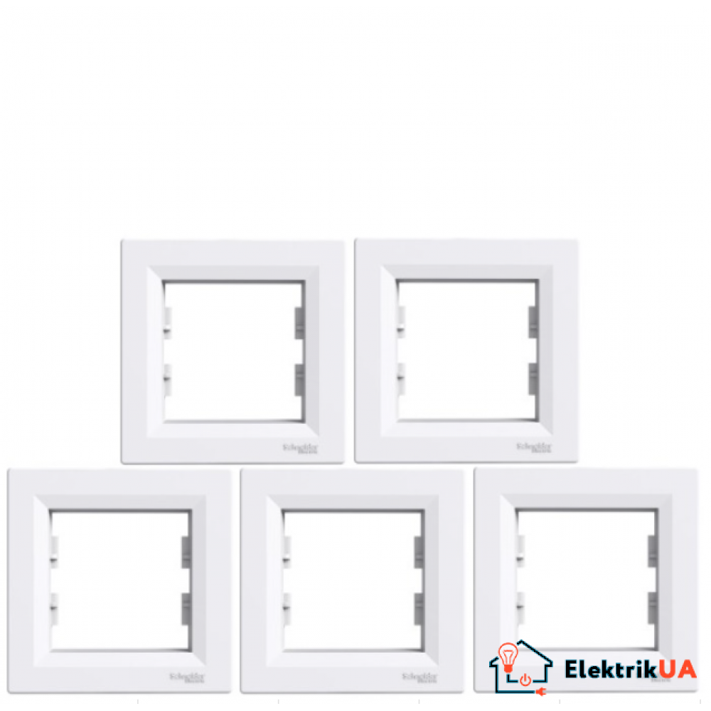 Акційна ціна! Продаж кратно 5 шт! Рамка одинарна Schneider Electric Asfora біла EPH5800121 (на даний комплект не розповсюджується накопичувальна знижка!)