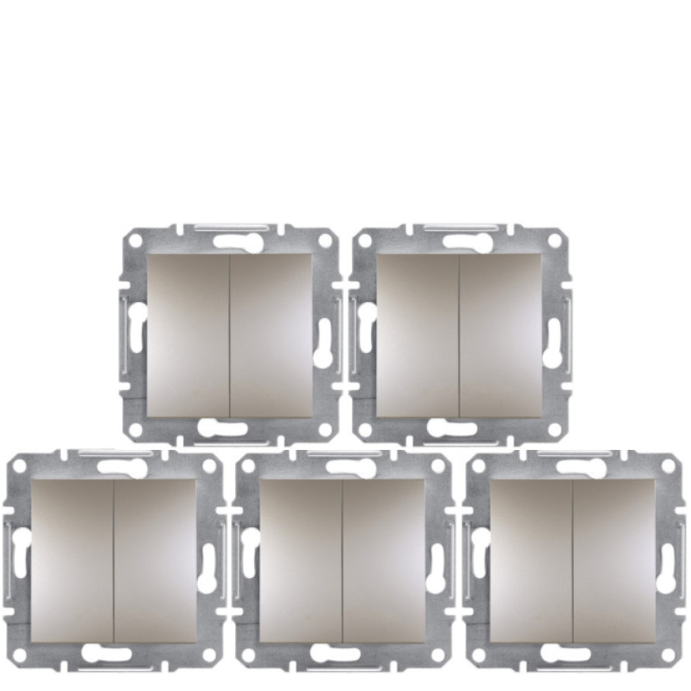 Выключатель двухклавишный Schneider Electric Asfora 10А Бронза EPH0300169 - (Цена за 5 шт)