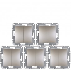 Акционная цена! Продажа кратно 5 шт! Выключатель двухклавишный Schneider Electric Asfora 10А Бронза EPH0300169 (на данный комплект не распространяется накопительная скидка!)