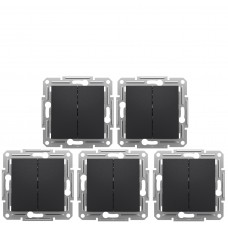 Акционная цена! Продажа кратно 5 шт! Выключатель двухклавишный Schneider Electric Asfora антрацит 10А EPH0300171, без рамки (на данный комплект не распространяется накопительная скидка!)