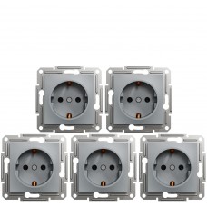 Акційна ціна! Продаж кратно 5 шт! Розетка із заземленням 16А Schneider Electric Asfora Сталь EPH2900162 (на даний комплект не розповсюджується накопичувальна знижка!)