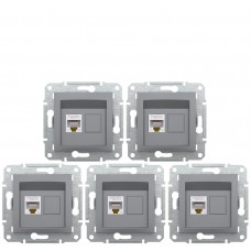 Акційна ціна! Продаж кратно 5 шт! Розетка комп’ютерна RJ45 cat5e UTP Schneider Electric Asfora Сталь EPH4300162 (на даний комплект не розповсюджується накопичувальна знижка!)