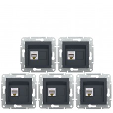 Акційна ціна! Продаж кратно 5 шт! Розетка комп’ютерна RJ45 Cat5e UTP Schneider Electric Asfora антрацит EPH4300171, без рамки (на даний комплект не розповсюджується накопичувальна знижка!)