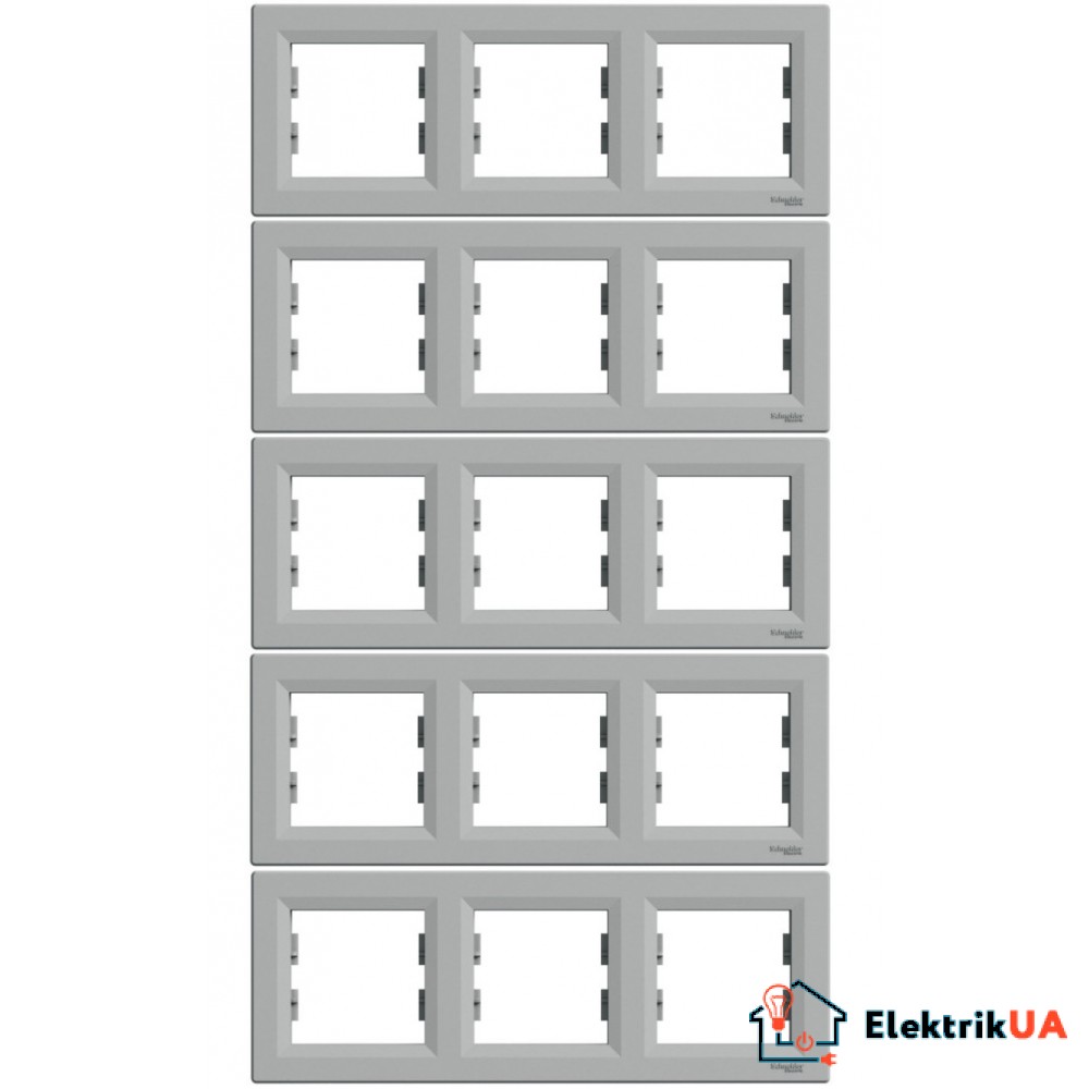 Акційна ціна! Продаж кратно 5 шт! Рамка 3-х кратна горизонтальна Schneider Electric Asfora Алюміній EPH5800361 (на даний комплект не розповсюджується накопичувальна знижка!)