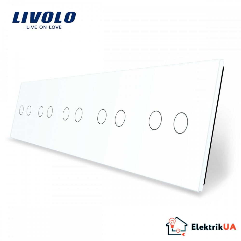 Лицевая панель для сенсорного выключателя Livolo 10 каналов цвет белый (VL-C7-C2/C2/C2/C2/C2-11)