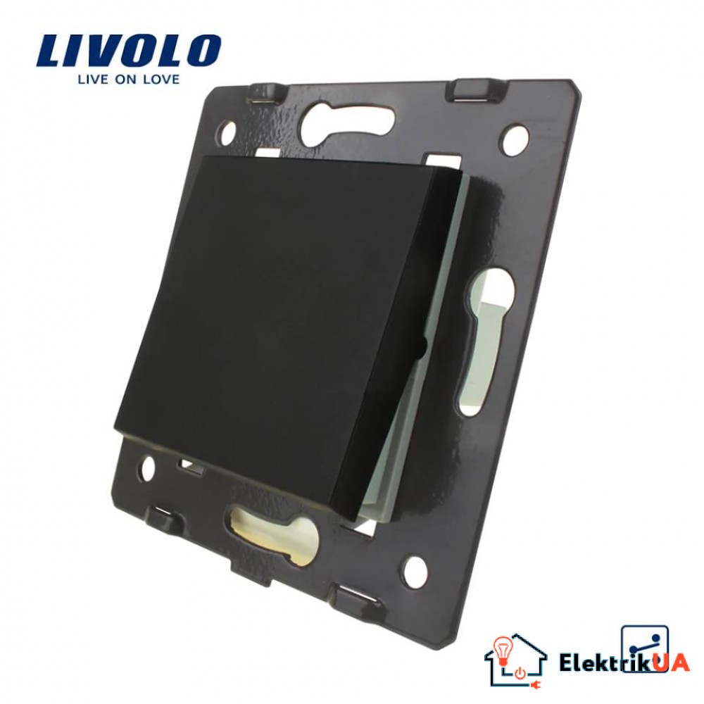 Клавішний прохідний вимикач Livolo, колір чорний (VL-C7-K1S-12)