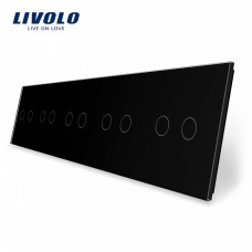 Лицьова панель для сенсорного вимикача Livolo 10 каналів колір чорни (VL-C7-C2/C2/C2/C2/C2-12)
