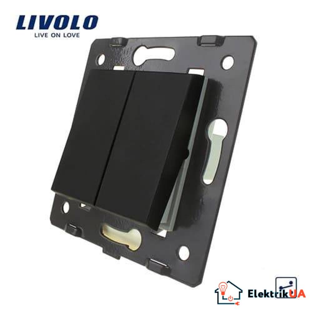 Двоклавішний прохідний вимикач Livolo, колір чорний (VL-C7-K2S-12)