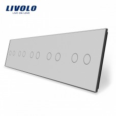 Лицьова панель для сенсорного вимикача Livolo 10 каналів колір сірий (VL-C7-C2/C2/C2/C2/C2-15)