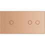 Лицевая панель для сенсорного выключателя Livolo 3 канала (1+2), цвет золото, стекло (C7-C1/C2-13)