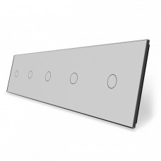 Лицьова панель для сенсорного вимикача Livolo 5 каналів, колір сірий, скло (VL-C7-C1/C1/C1/C1/C1-15)