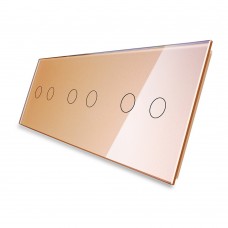 Лицьова панель для сенсорного вимикача Livolo 6 каналів, колір золото, скло (VL-C7-C2/C2/C2-13)