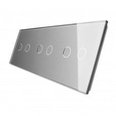  Лицевая панель для сенсорного выключателя Livolo 6 каналов, цвет серый, стекло (VL-C7-C2/C2/C2-15)