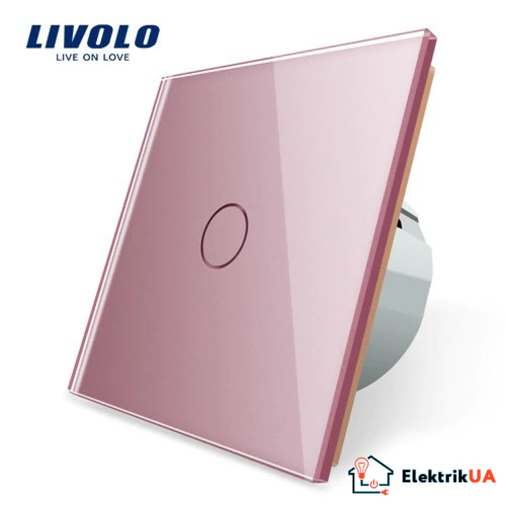 Сенсорний вимикач Livolo, колір рожевий, скло (VL-C701-17)