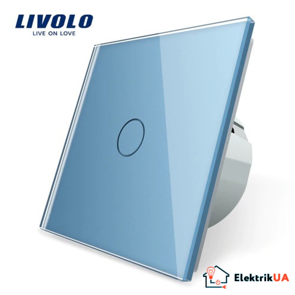 Сенсорний вимикач Livolo, колір блакитний, скло (VL-C701-19)