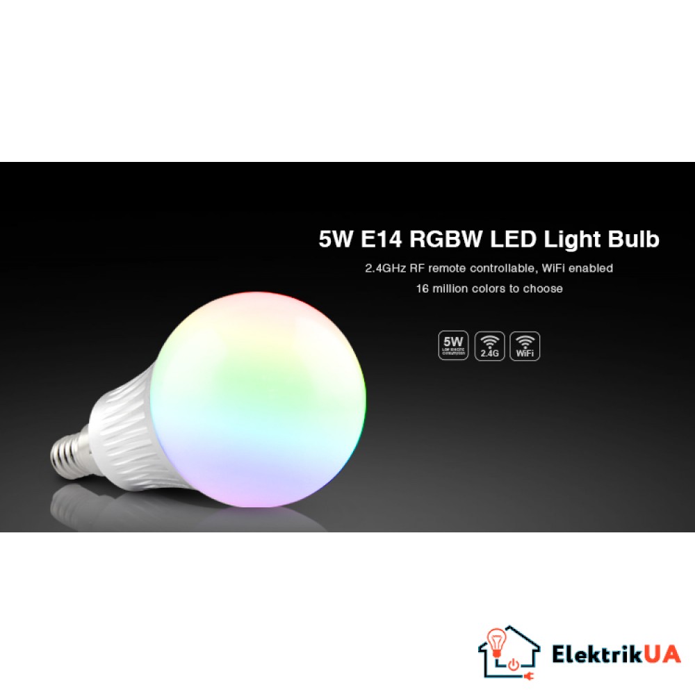 LED лампа 5 Вт, Е14, 2700K + RGB, RF 2,4 GHz дистанційне керування LL013-WW RGBW