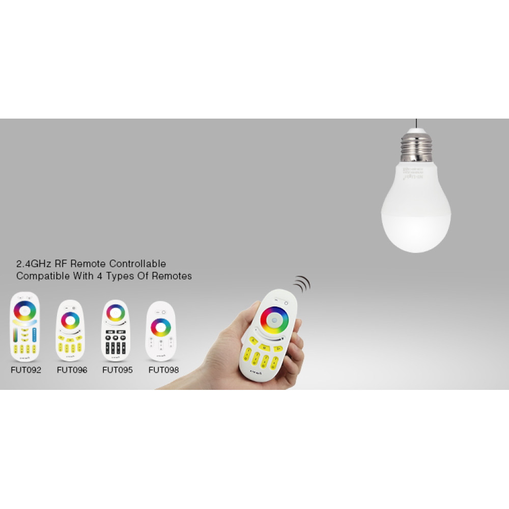 LED лампа 6 Вт, Е27, 2700K + RGB, RF 2,4 GHz дистанційне управління Mi-Light LL014-WW RGBW