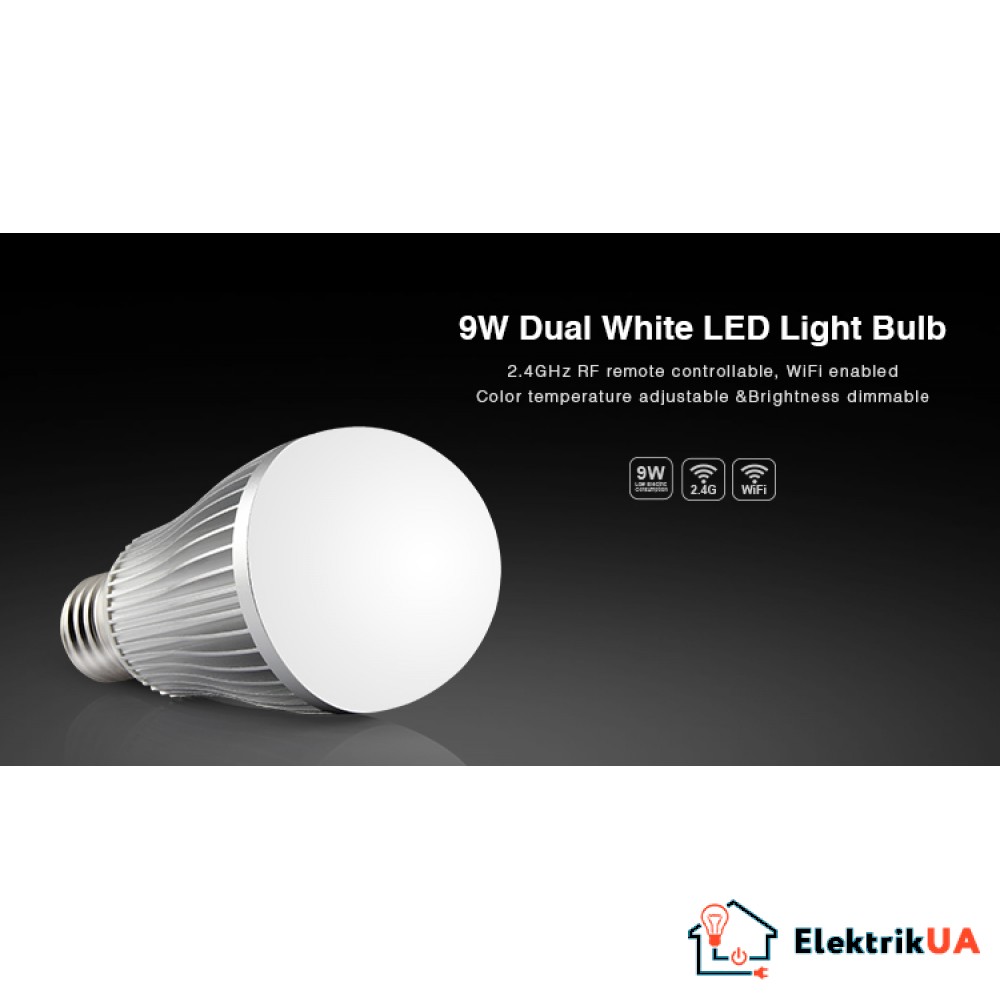 LED лампа 9 Вт, Е27, 2700-4200К, RF 2,4 GHz дистанційне управління Mi-Light LL019-CWW