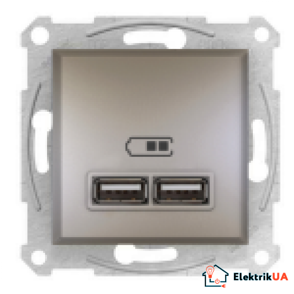 USB розетка 2, 1А Schneider Electric Asfora 10A Бронза EPH2700269