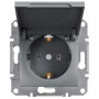 Розетка с заземлением и крышкой 16А Schneider Electric Asfora Сталь EPH3100162